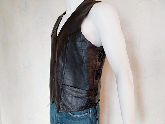 Men s Side Lace Classic Leather Vest by HARD LEATHER STUFF Biker