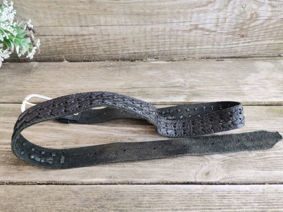 Vtg Rockabilly Leather Belt, Hand Tooled and Brai… - image 7