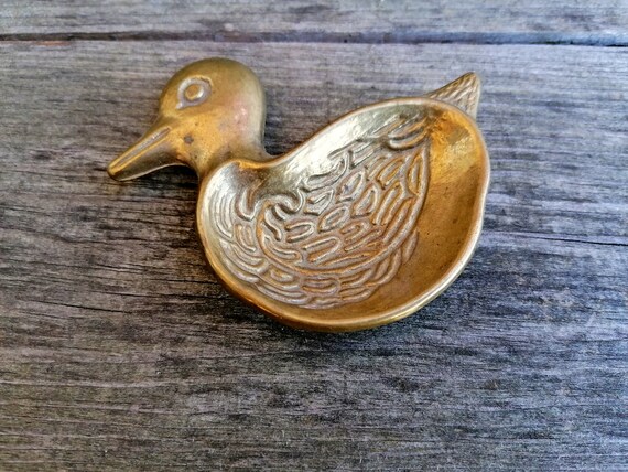Vintage Brass Miniature Duckling, Small Brass Tri… - image 6