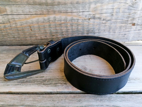 Bikers Real Leather Belt, Black Genuine Leather B… - image 3