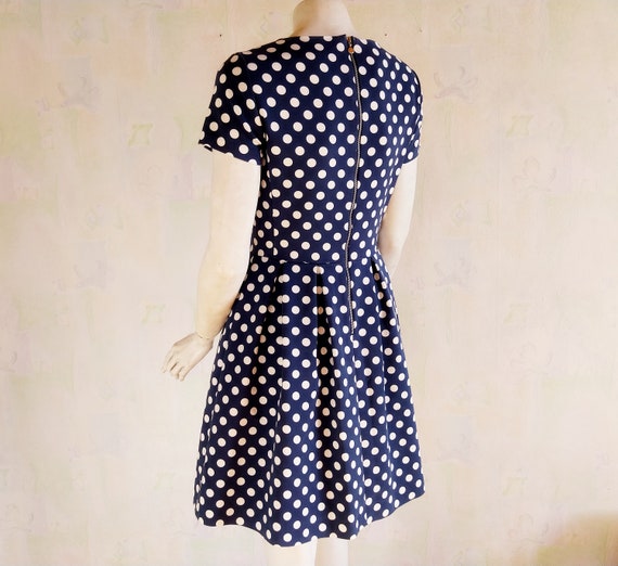 Vintage Polka Dot Dress, Blue & White Polka Dot D… - image 5