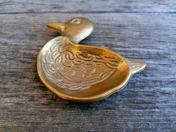 Vintage Brass Miniature Duckling, Small Brass Tri… - image 5