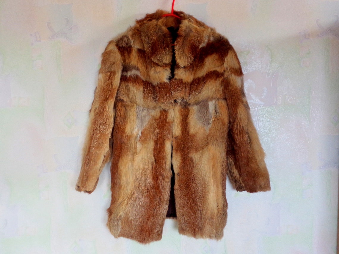 Vintage Women's Fox Fur Coat, Genuine Natural Red Fox Fur Jacket, Ladies Fox Fur Coat, Women's
