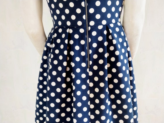 Vintage Polka Dot Dress, Blue & White Polka Dot D… - image 7