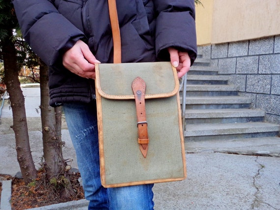 2018 Men/'s Vintage Canvas Leather Satchel School Military Shoulder Messenger Bag