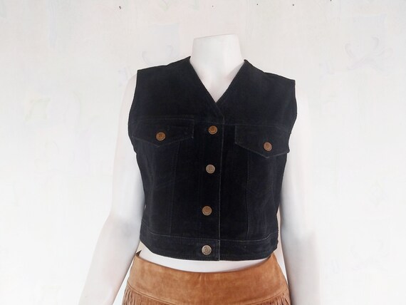 Leather shop crop vest