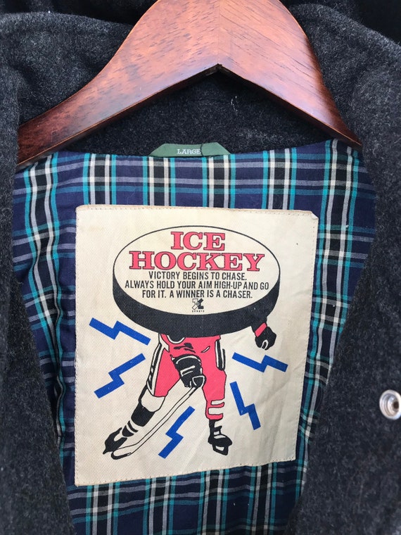 Vintage 1990’s Hockey Varsity Bomber Snap Button … - image 3