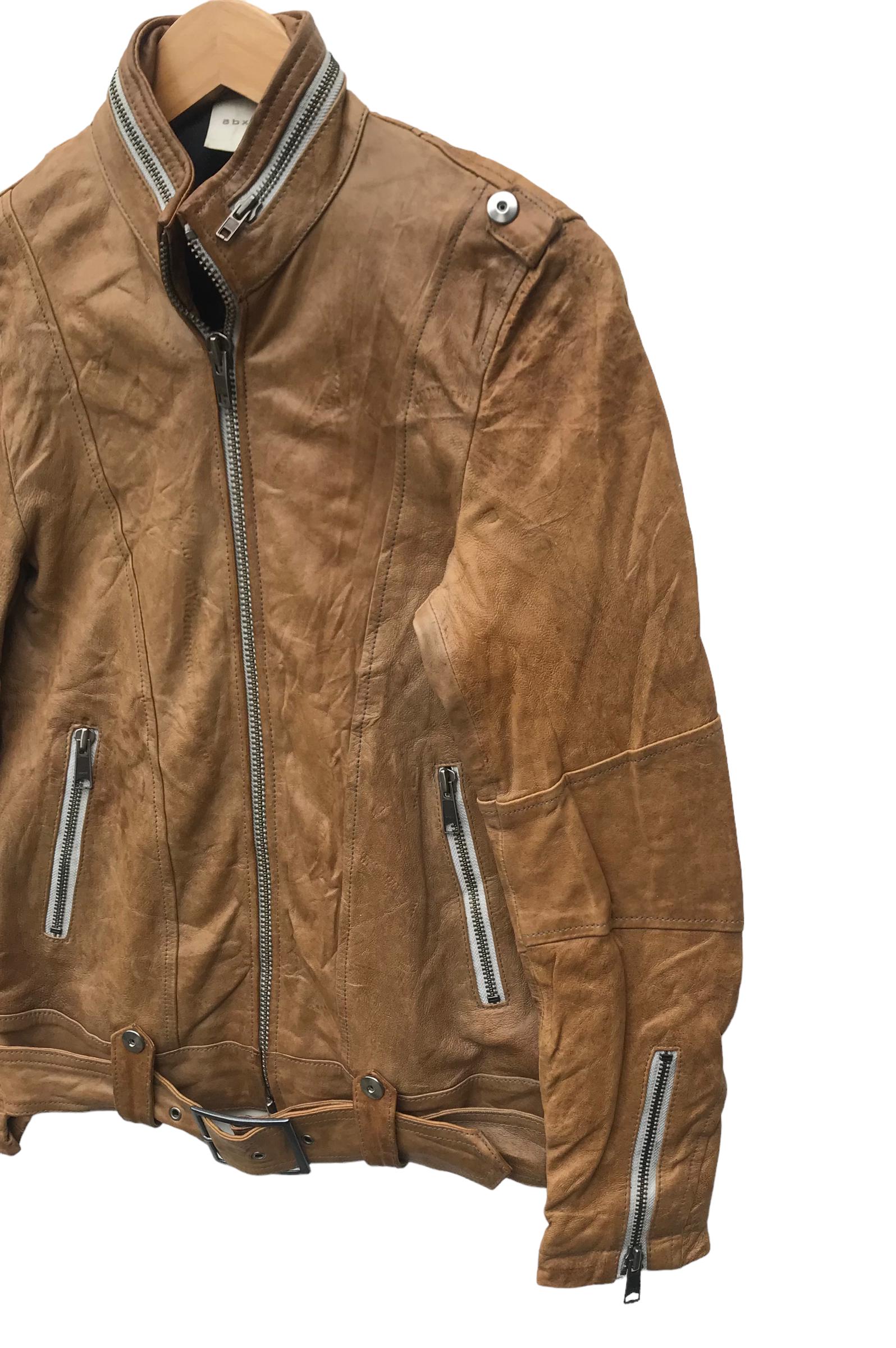 Vintage Abx Leather Jacket Abx Bikers Jacket Sheep Leather Casual 