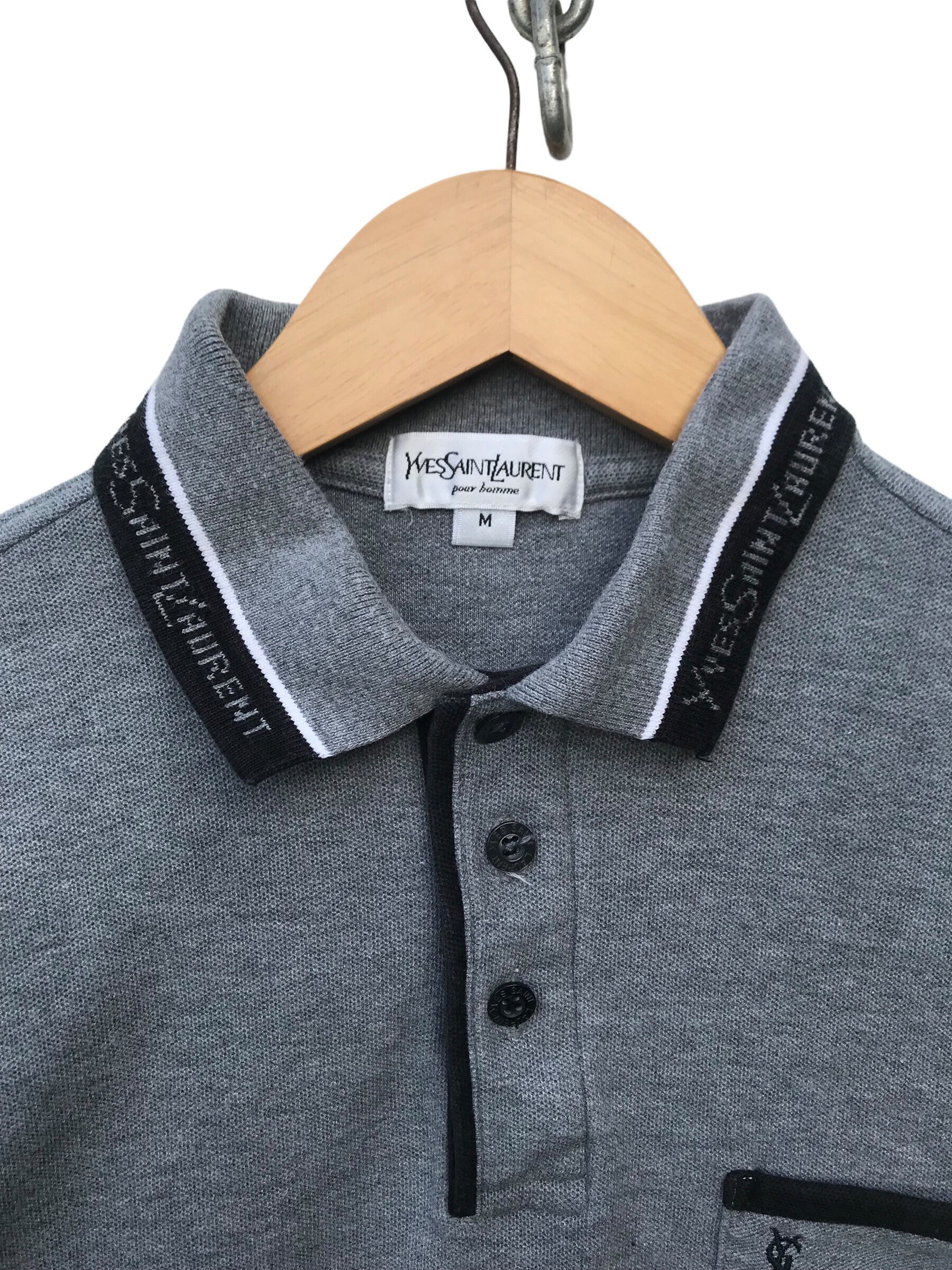 YSL Pour Homme Polo Shirt Rare Vintage Yvessaintlauren Ysl Designer Longsleeve Pocket Shirt Size Labelled M refer Measurements Etsy Ireland