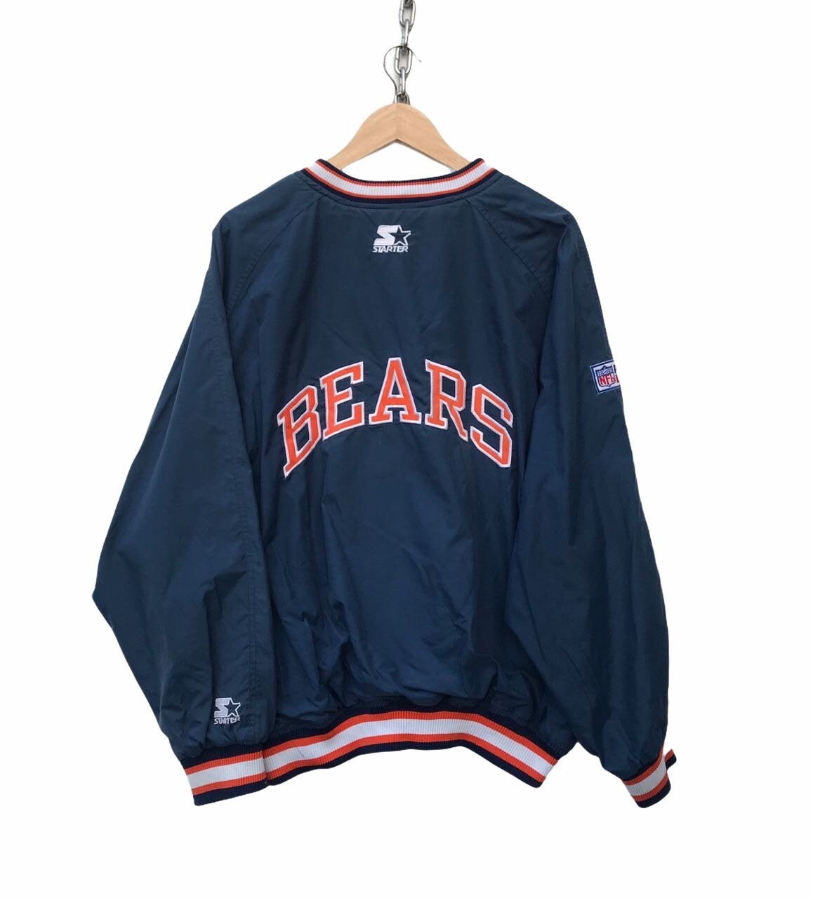 Vintage 90s Starter Chicago Bears Pullover Hoody 1/2 Zip Jacket Large NFL