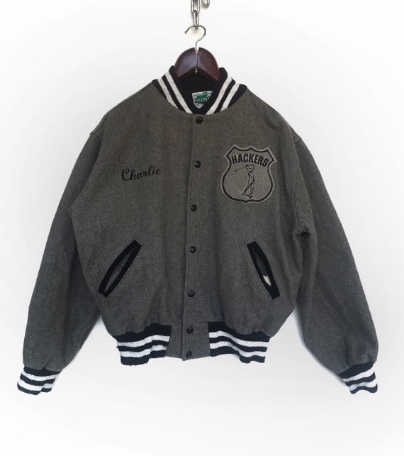 Vintage Hackers Varsity Jacket Varsity Sportwear Wool | Etsy