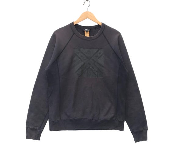Vintage Black Faded Apc Crewneck Apc French Designer Reverse Weave 