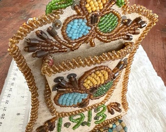 Vintage Beadwork Match Holder