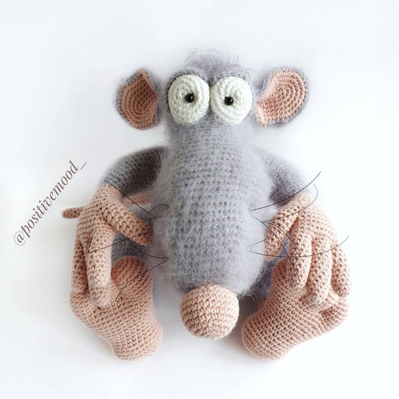 Funny knitted cotton yarn toy Rat / knitted animals / Etsy