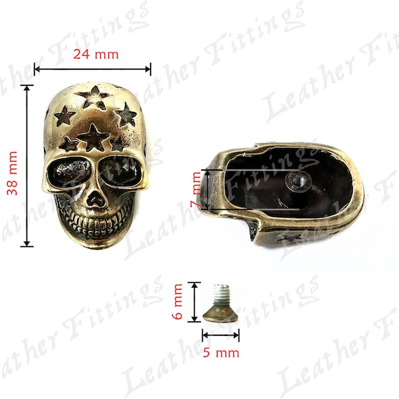 10PCS antique Crâne Squelette rivets clous conchos Leathercraft Décoration 20*24mm