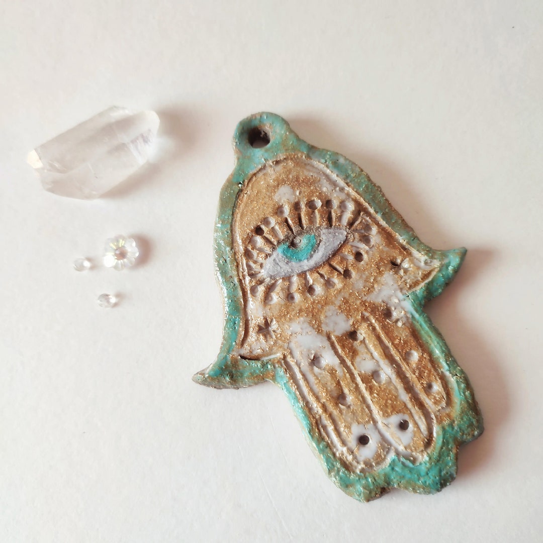 Hamsa Hand Ceramic Hand of Fatima Jamsa Talisman Symbol - Etsy