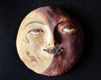 Moon Face Sculpture, Handcrafted Ceramic Moon, Wall Decor, Full Moon Inspired Design, unique room accent