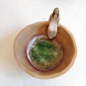 Goddess Offering Bowl: Ceramic Altar Decor with Sea Glass
