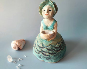 Flower goddess ceramic sculpture, stoneware clay statue, nature goddess, unique piece, altar decor, original ceramic art