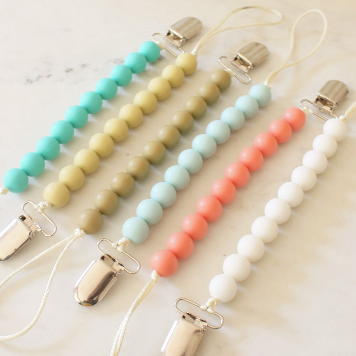 Silicone Beaded Pacifier Clip Etsy