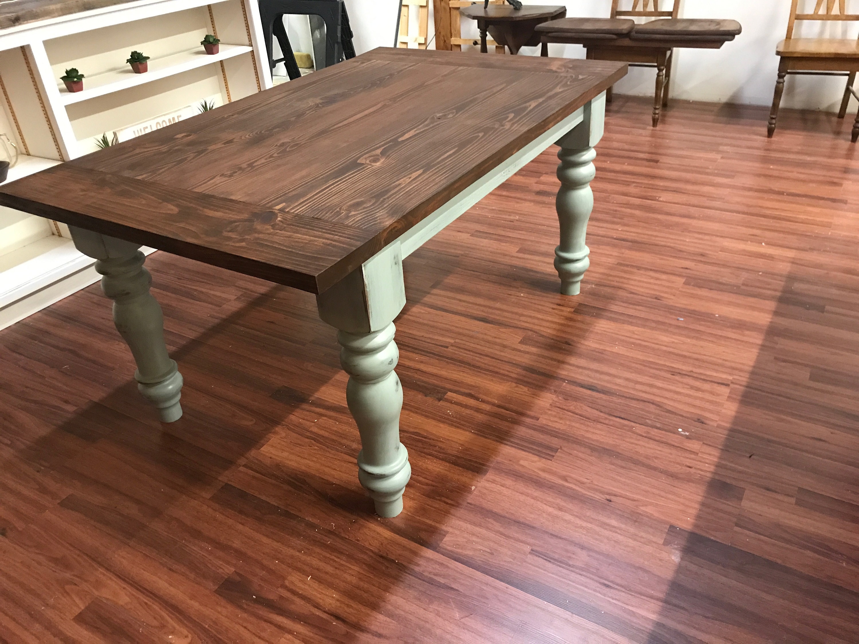 Turned Leg Farmhouse Table Etsy