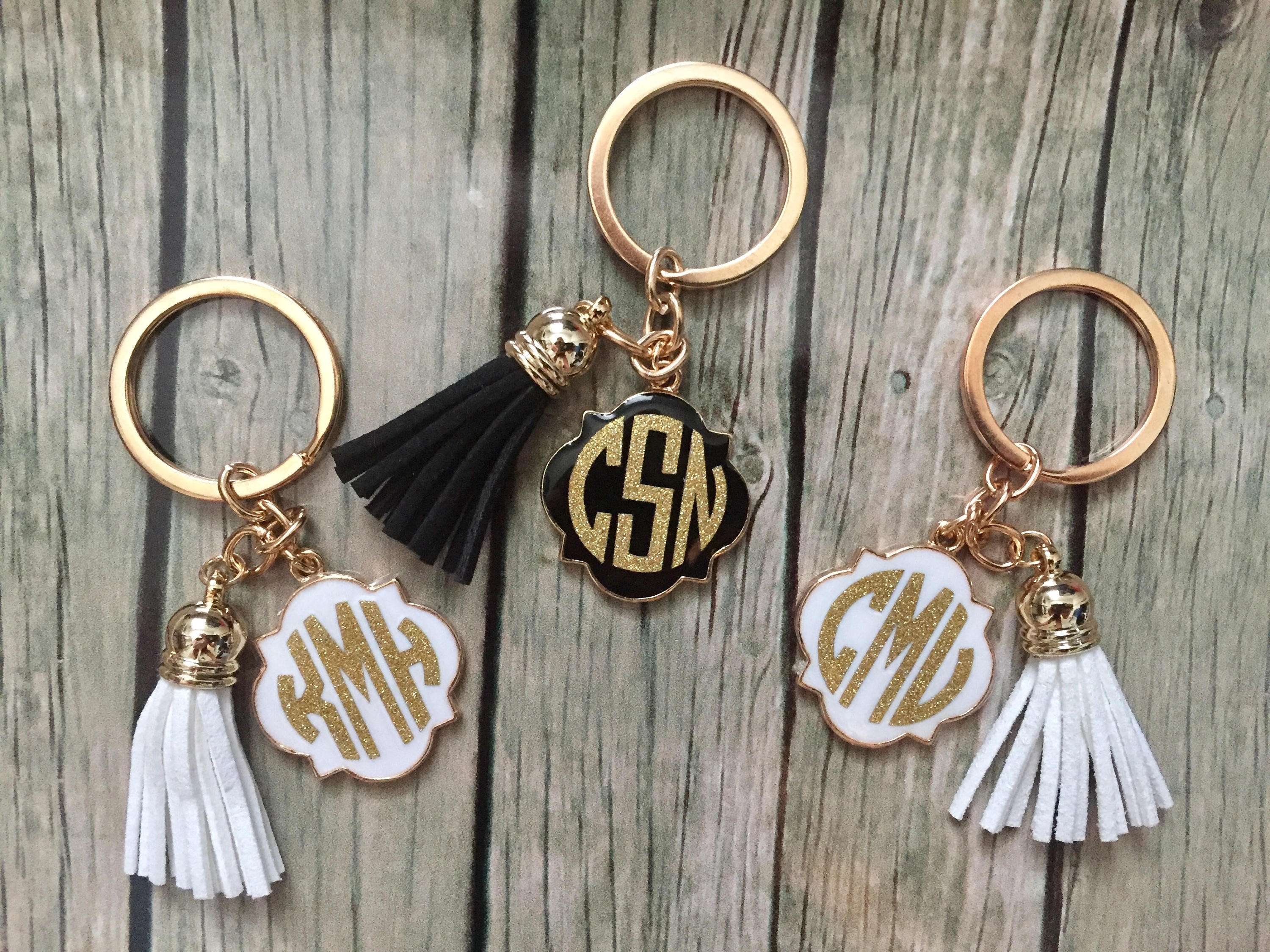 Monogrammed Tassel Keychain Tassel Keychain Initial Tassel Etsy