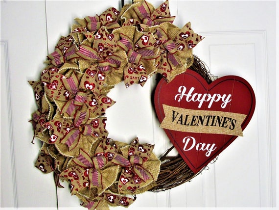 Valentine Wreath Burlap Wreath Outdoor Wreath Inside Etsy