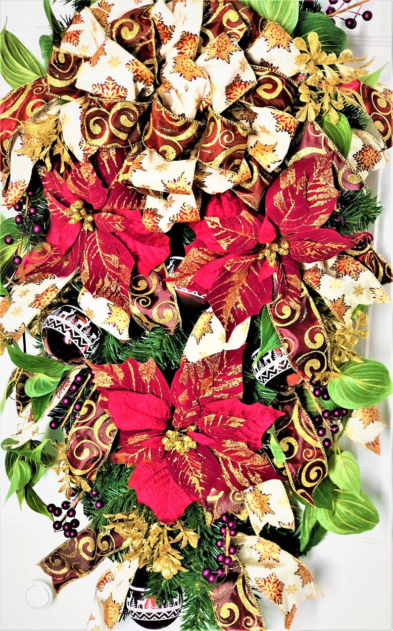 Home Decor Front Door Wreath Outside Wreath Wreath Christmas Wreath Evergreen Wreath Swag Hostess Gift Christmas Door Decoration