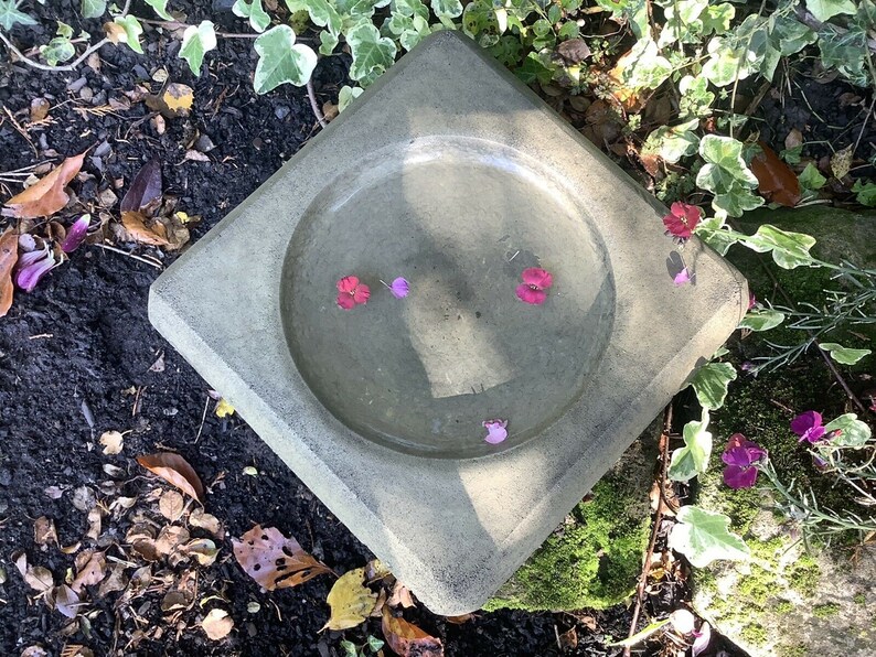 Reconstituted Stone Garden Square Bird Bath Top Dish Ornament Etsy UK