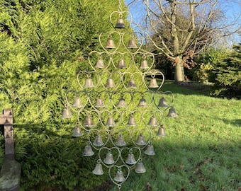 Metal hanging tibetan bells heart wind chime garden decor