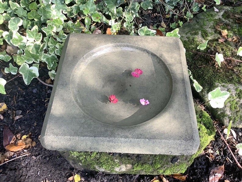 Reconstituted Stone Garden Square Bird Bath Top Dish Ornament Etsy UK