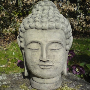 Reconstituted Stone Garden Buddha Head Ornament