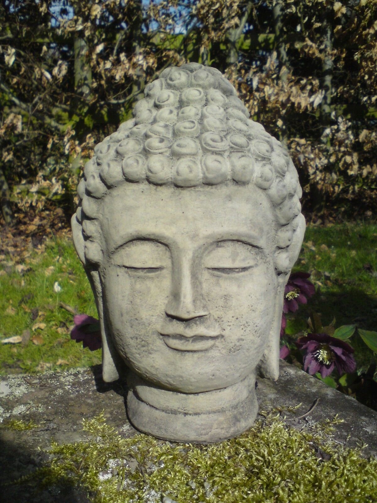 Reconstituted Stone Garden Buddha Head Ornament - Etsy UK