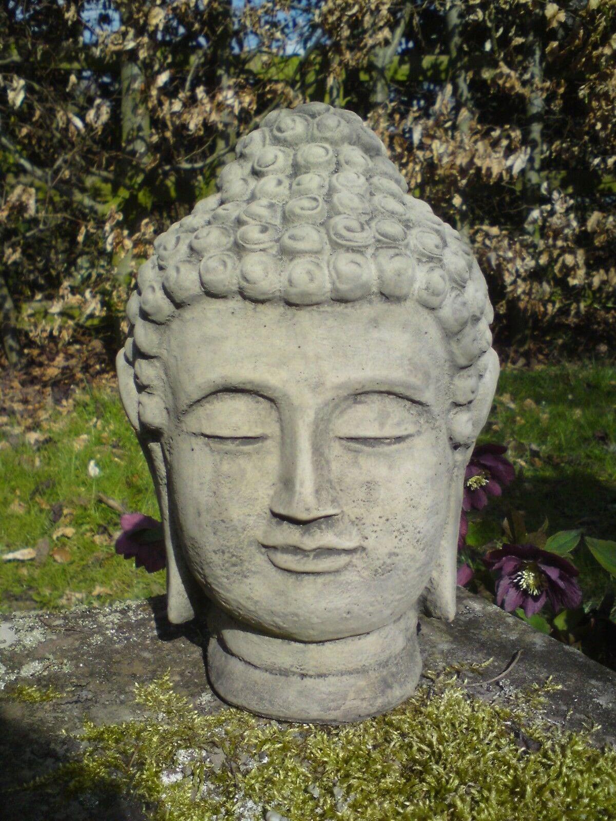 Reconstituted Stone Garden Buddha Head Ornament Etsy UK