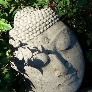 Stone Garden Sleeping Zen Buddha Face Serene Statue Ornament
