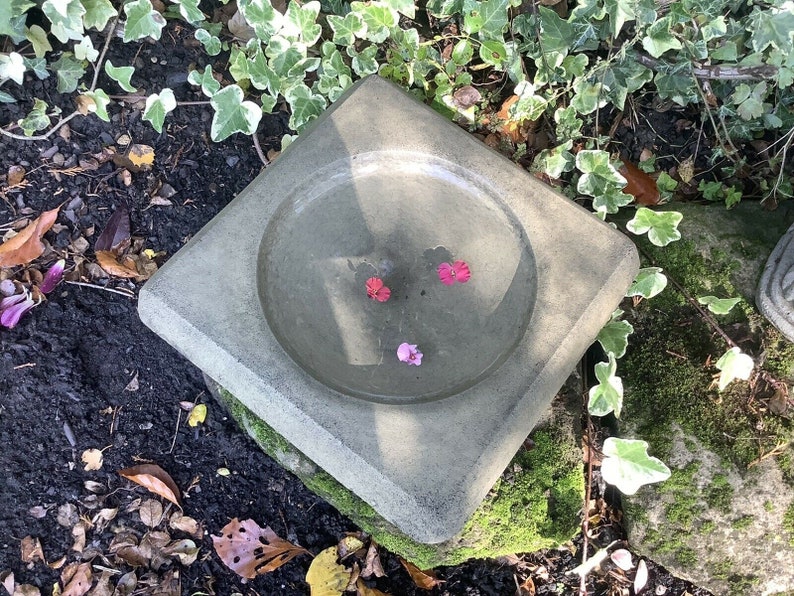 Reconstituted Stone Garden Square Bird Bath Top Dish Ornament Etsy UK