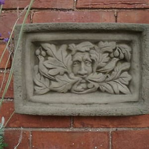 Reconstituted Stone Garden Green Man Wall Brick Plaque