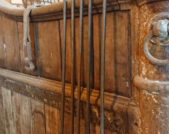 Set of 5 Rusty 1.45 Metre Tall Metal Ball Top Garden Support Stakes