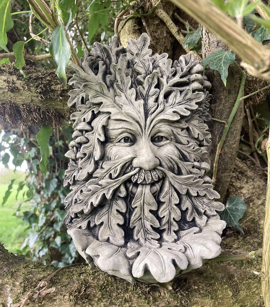 英国グリーンマン 壁掛け オブジェ ストーン Reconstituted Stone Garden Green Man Wall Plaque - Etsy