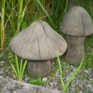 Reconstituted Stone garden Pair Of Stripy Toadstools