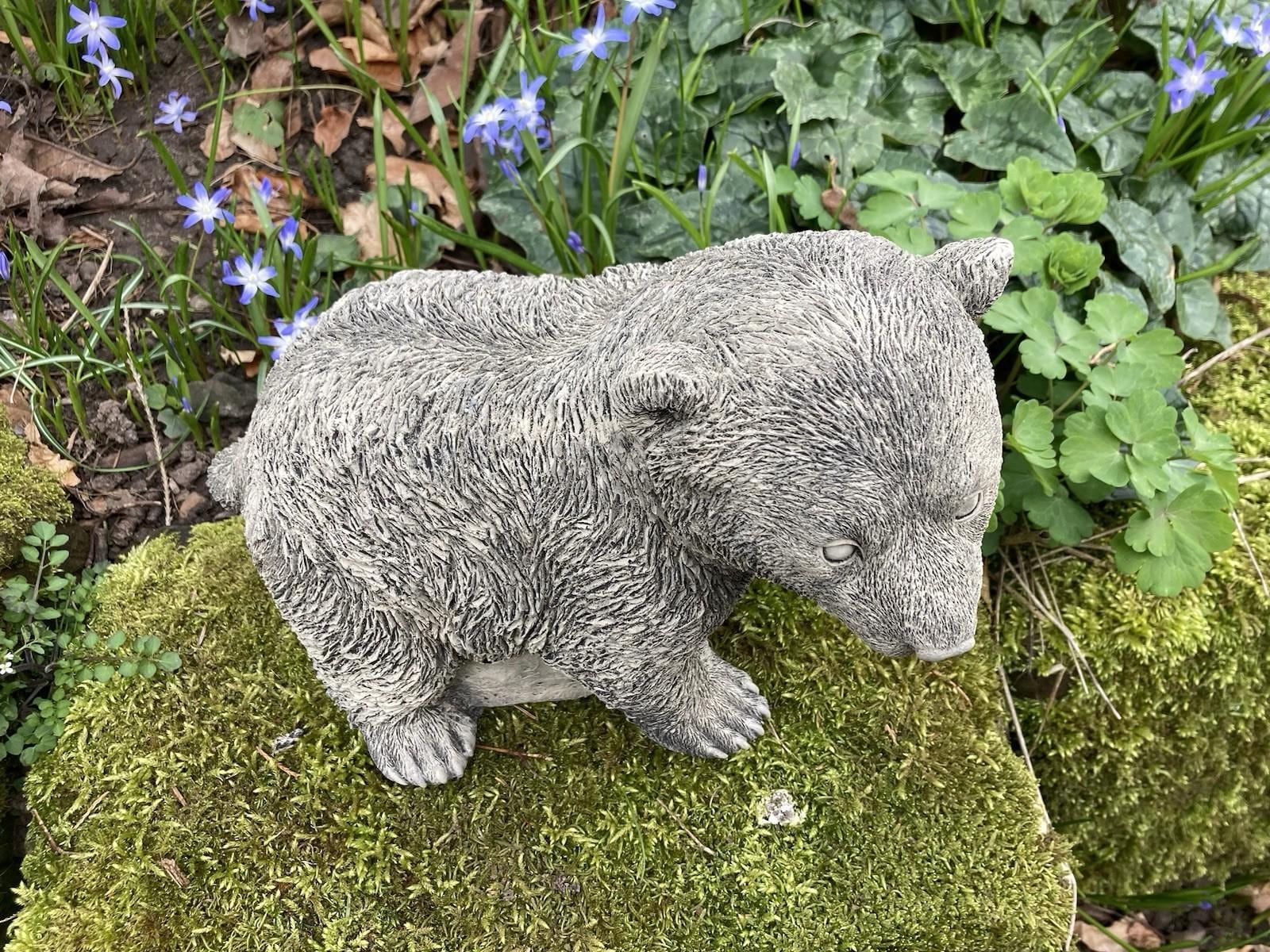 Reconstituted Stone Garden Standing Bear Cub Statue - Etsy UK