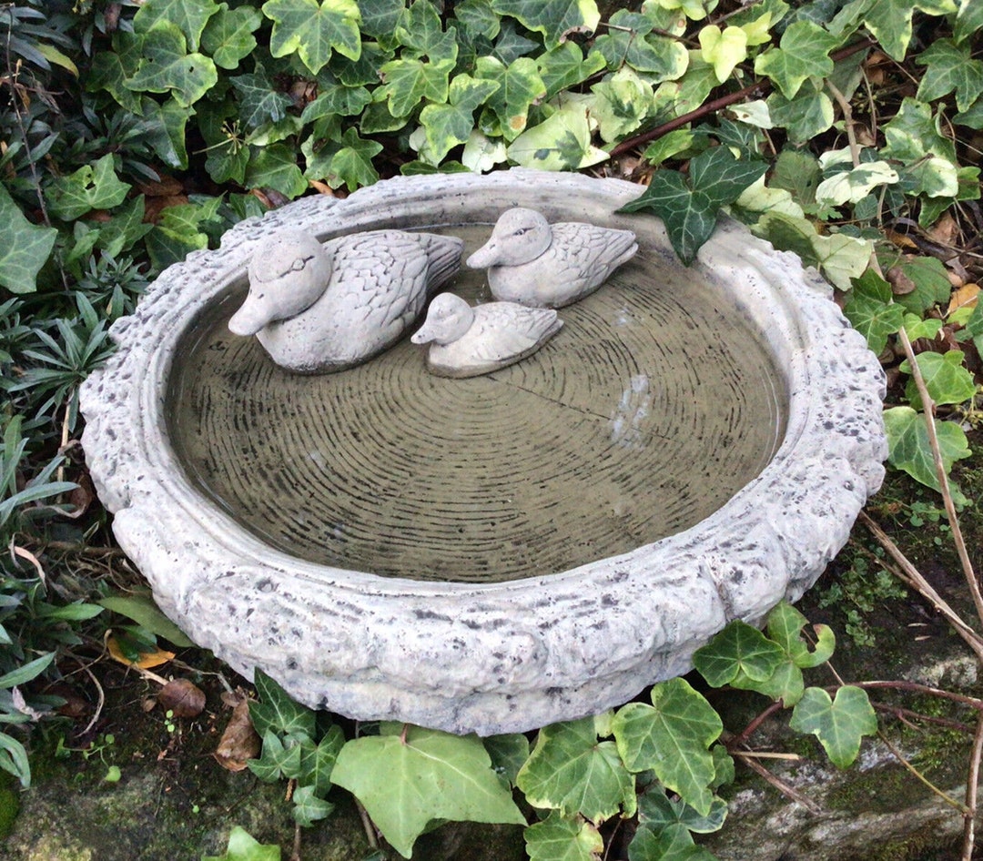 Reconstituted Stone Log Style Bird Bath Top Only with 3 Stone Etsy UK