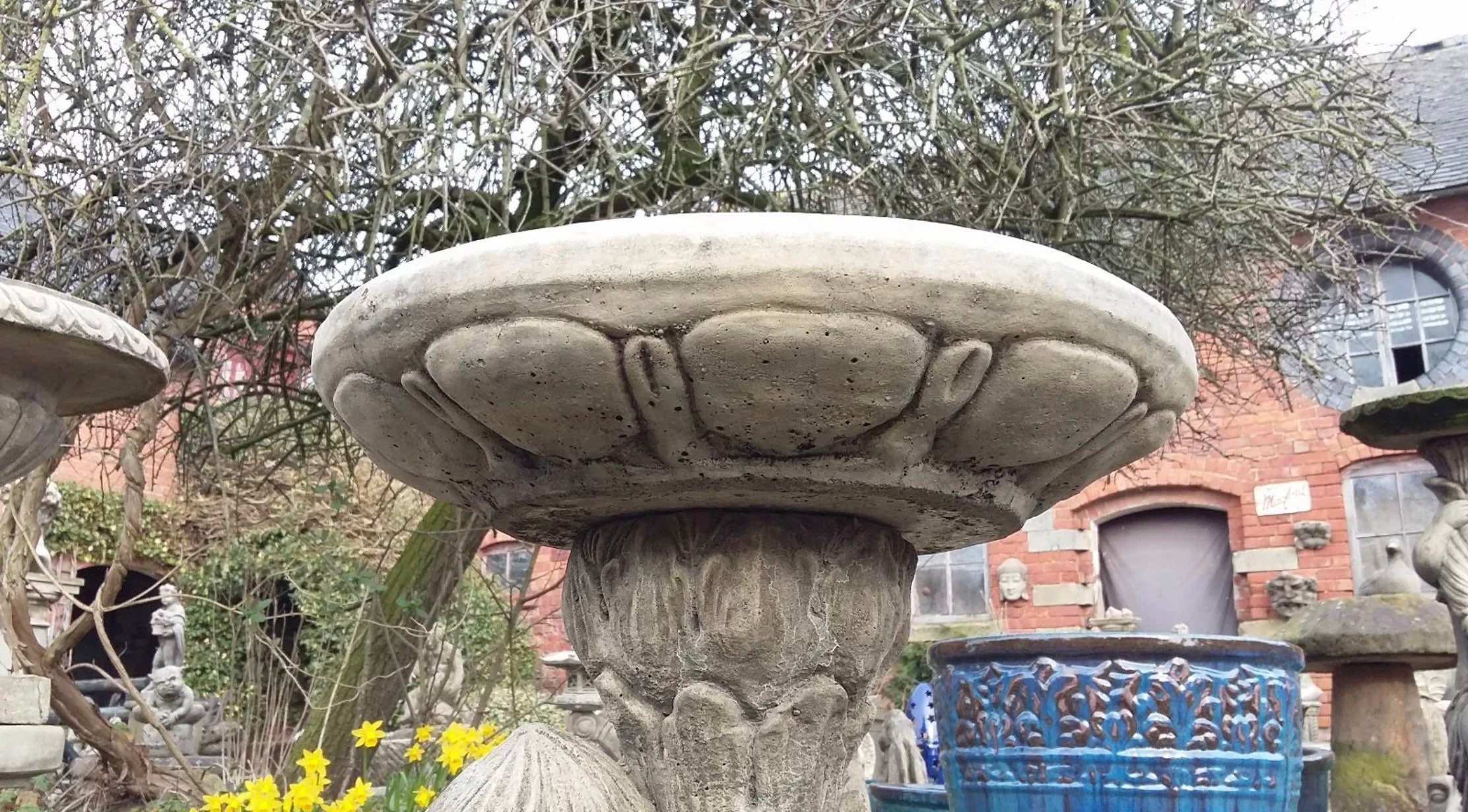Reconstituted Stone Garden Bird Bath Top Only Replacement Etsy