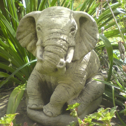 Reconstituted Stone Garden Sitting Elephant Ornament Statue
