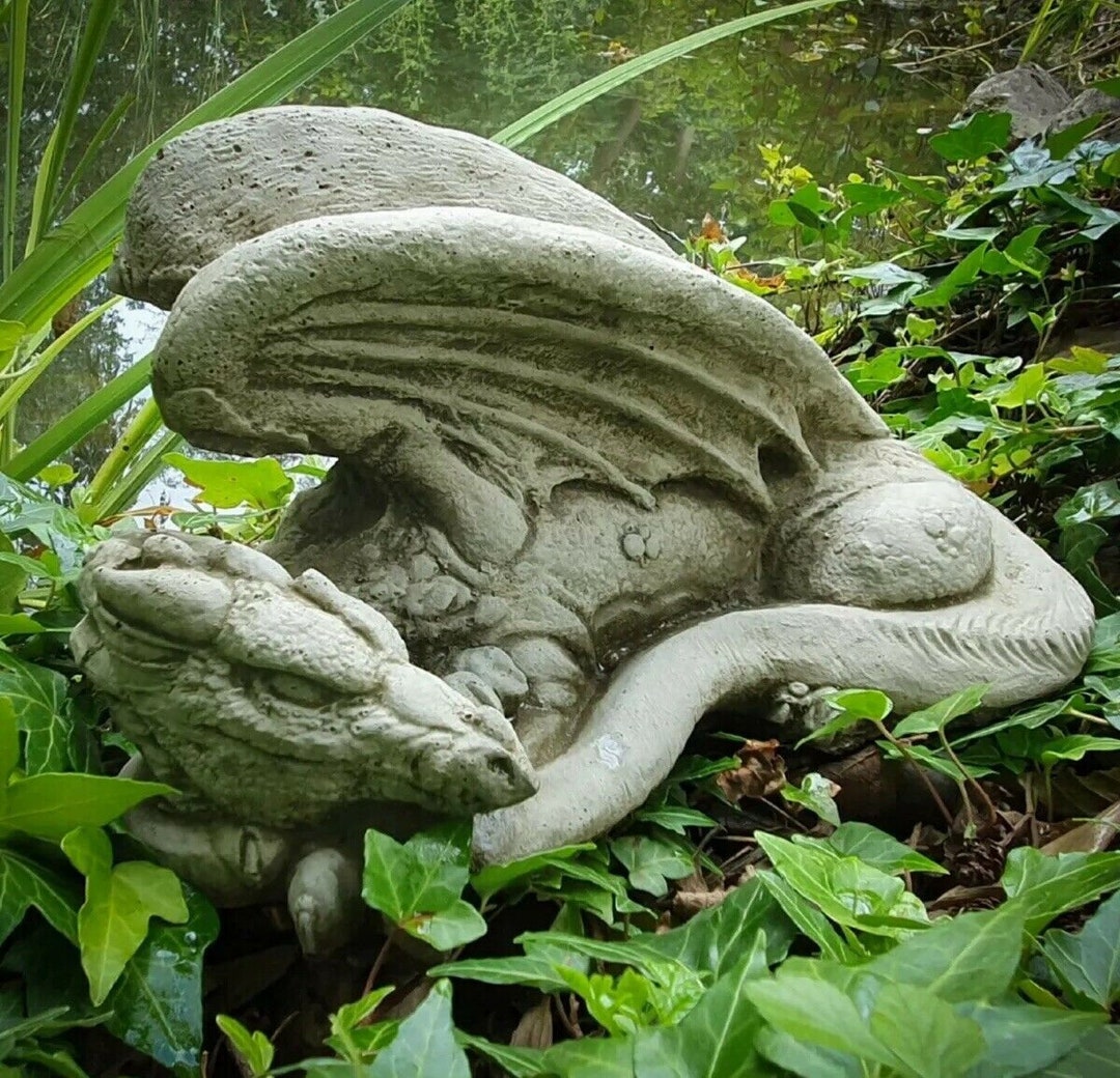 Reconstituted Stone Garden Dragon Ornament Statue - Etsy UK