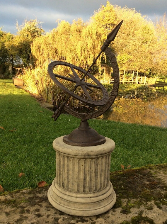 Stone Garden Cast Iron Armillary Sundial on Reconstituted - Etsy Denmark