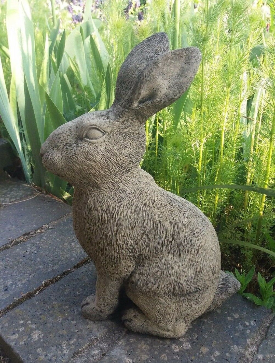 Reconstituted Stone Garden Rabbit Statue Easter Bunny Ornament - Etsy UK