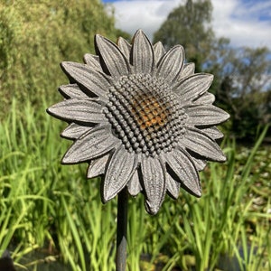 Pair of Rusty Metal Garden Sunflower Plant Supports Stakes