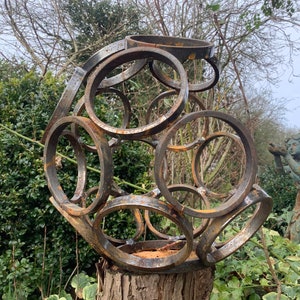 Metal Rusty Garden Modern Art Decorative Open  Sphere Ornament - Steel