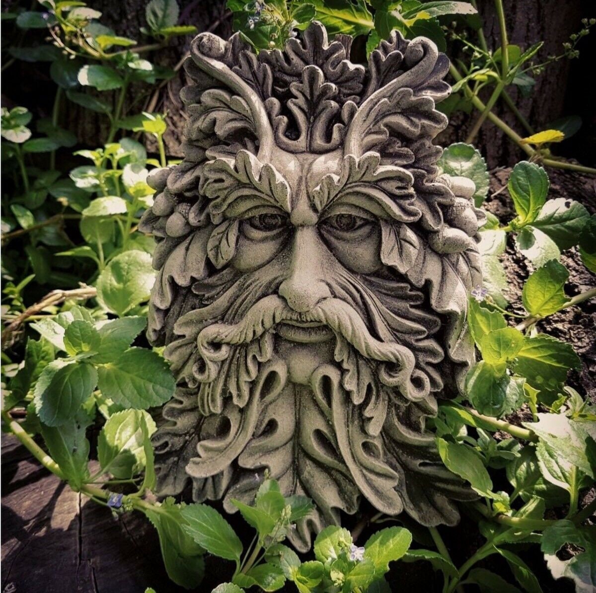Reconstituted Stone Garden Acorn Green Man Wall Plaque Etsy UK
